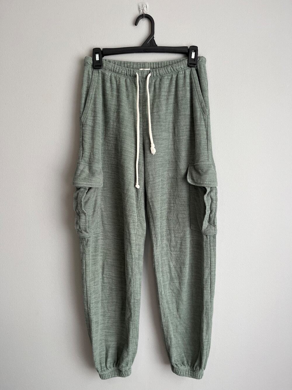 Aerie Cargo Jogger Sweatpants Women's XS Sage Green Textured Drawstring Waist